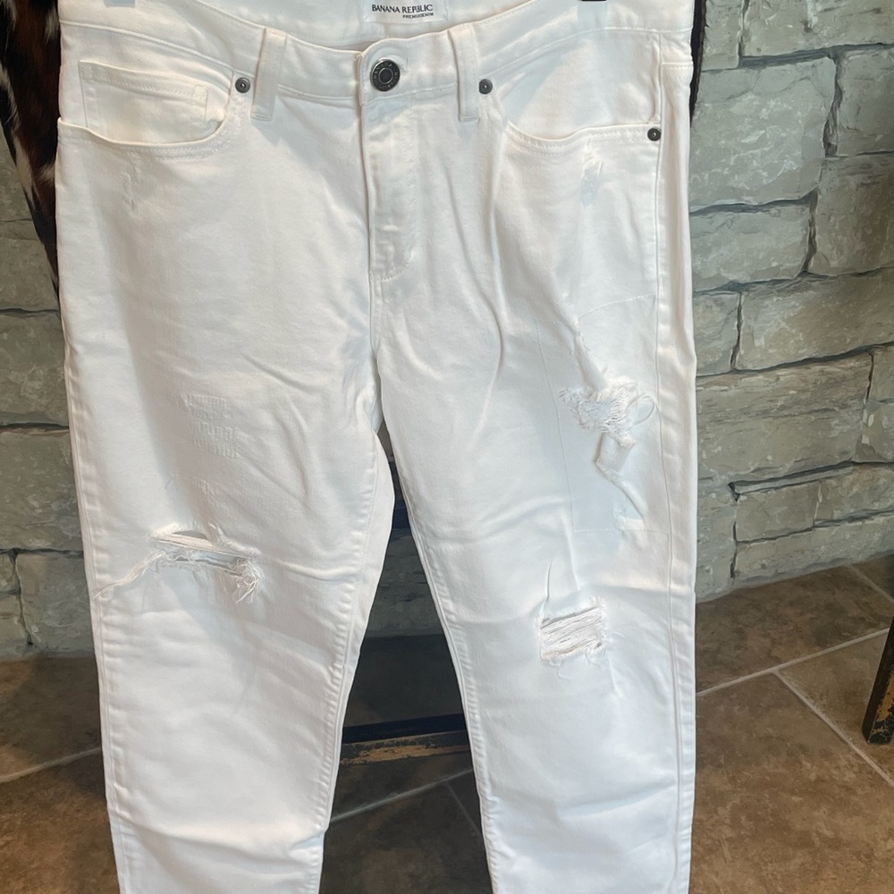 Banana Republic White Boyfriend Jeans